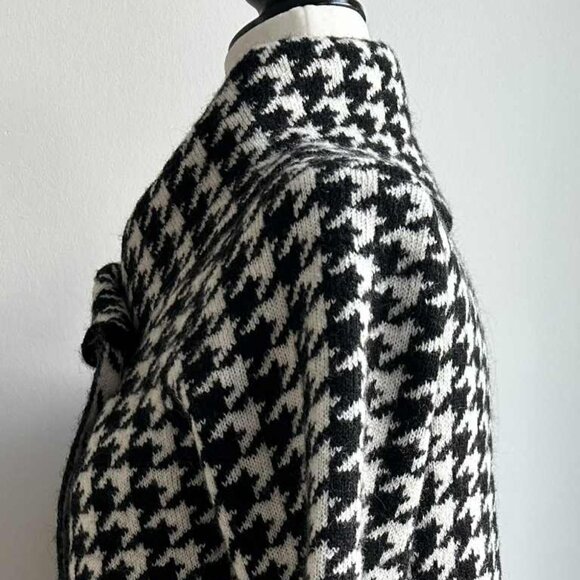Ellen Tracy Black & White Houndstooth Foldover Collar Swing Knit Jacket – US S - Picture 8 of 10